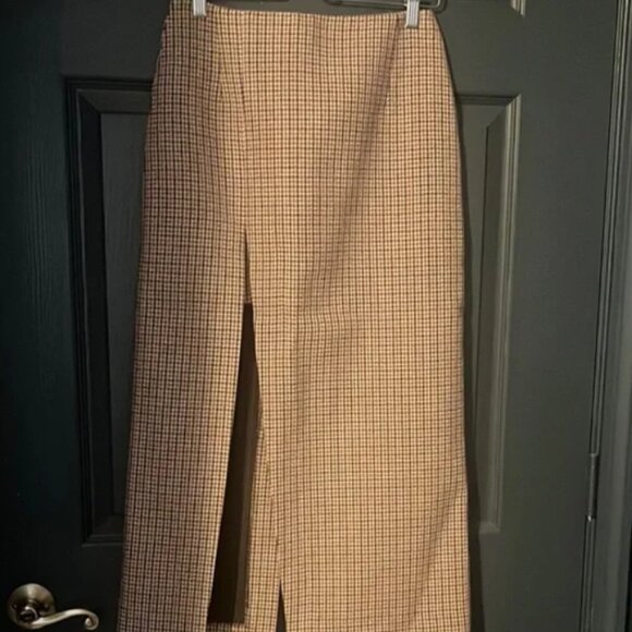 Maje Jaisa Houndstooth Thigh-High Front Slit Midi-Skirt Brown Women's Sz 36 - Picture 3 of 5